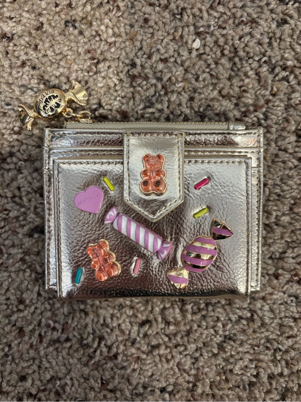 Betsey Johnson Metallic Gold Candy Accent Card Wallet